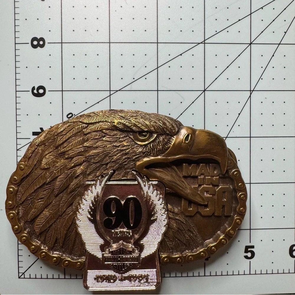 90 Years Harley Davidson Made In USA Eagle Belt Buckle 1993 Limited Ed 1021/3000